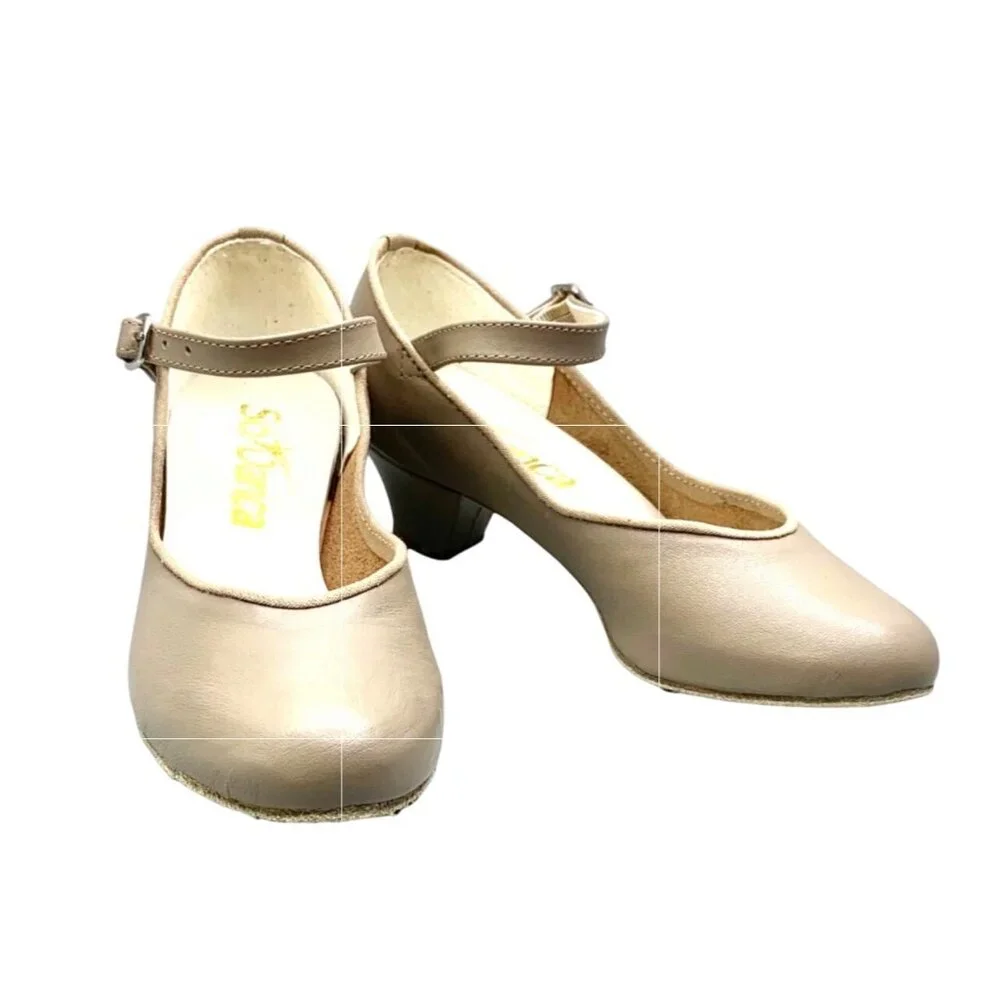 Girls So Danca Tan Leather Character Dance Shoes 2 FolkTheatre Performance